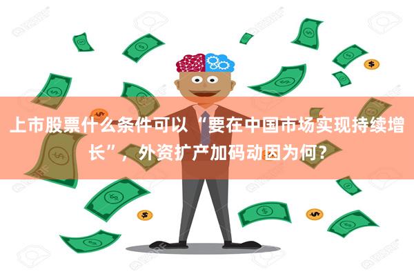 上市股票什么条件可以 “要在中国市场实现持续增长”，外资扩产加码动因为何？